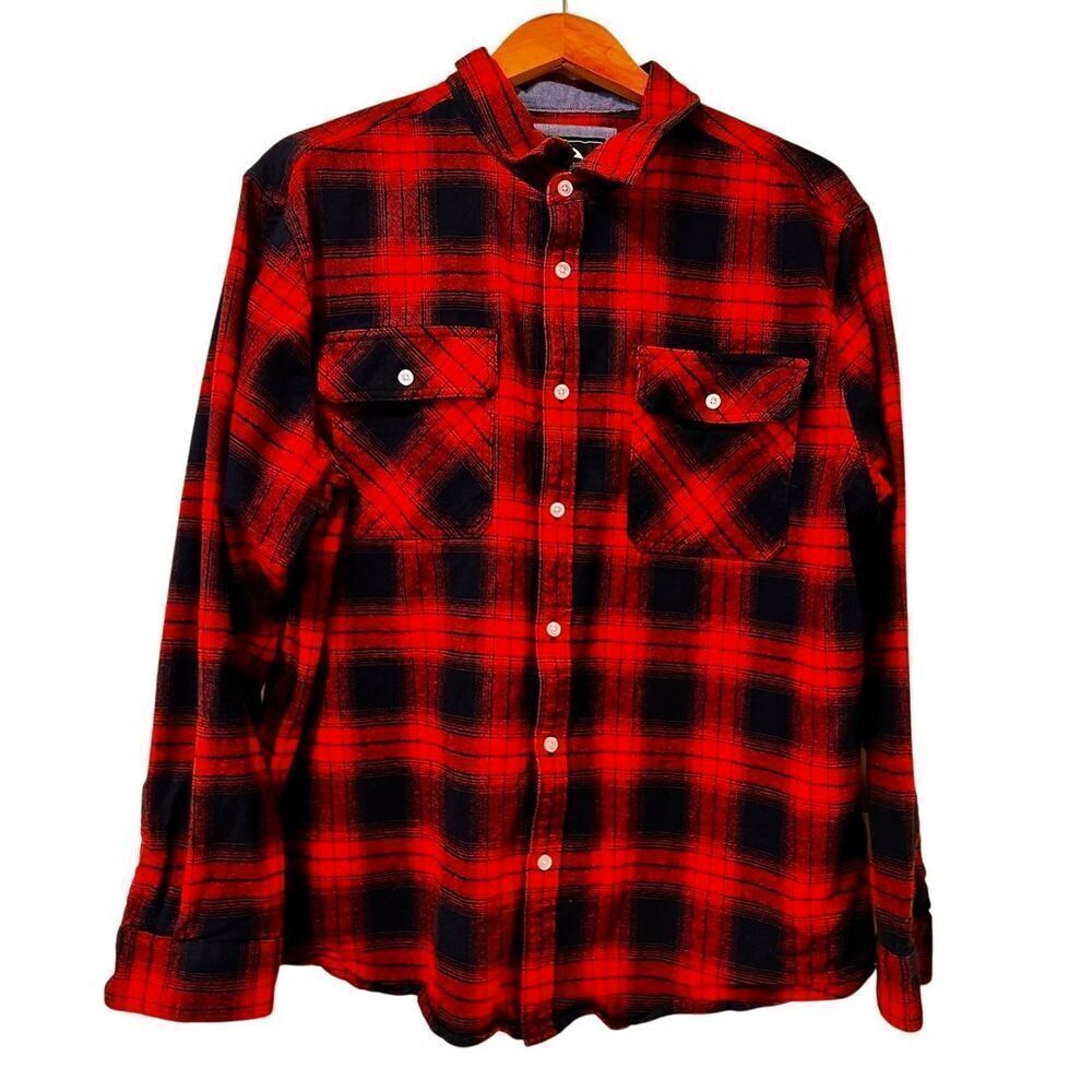 Outdoor Jacket “Always Striving For Excellence” Men’s Orange & Blk Plaid Size XL